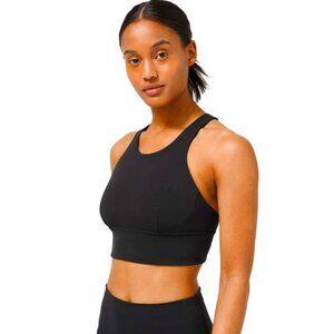LULULEMON Black Wunder Train Long-Line Sports Athletic Bra C/D Cups Size 4 NWT